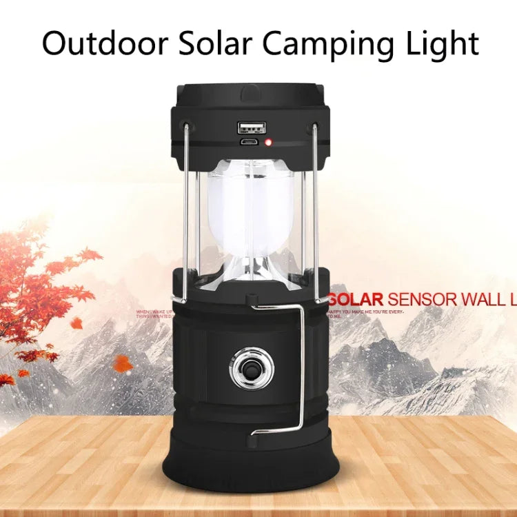 5803 Lampe de camping solaire Lampe portable de secours à LED pour l'extérieur, support de sortie USB, solaire + USB