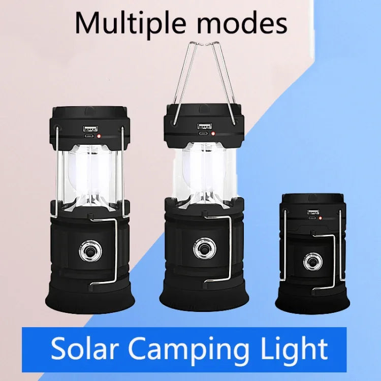 5803 Lampe de camping solaire Lampe portable de secours à LED pour l'extérieur, support de sortie USB, solaire + USB