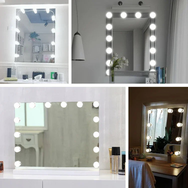 Miroir de Maquillage LED avec Lumière Frontale, Lampe de Remplissage de Beauté à Capteur de Mouvement Manuel, 2 Ampoules, 6 Ampoules, 10 Ampoules, 14 Ampoules