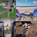 Table à vin pliable portable pour extérieur, table de plage, noir, couleur bois à double couche, noir à double couche