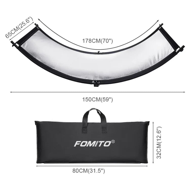 Panneau réflecteur incurvé en forme de U FOMITO pour studio photo 4 en 1, or, argent, blanc, noir.