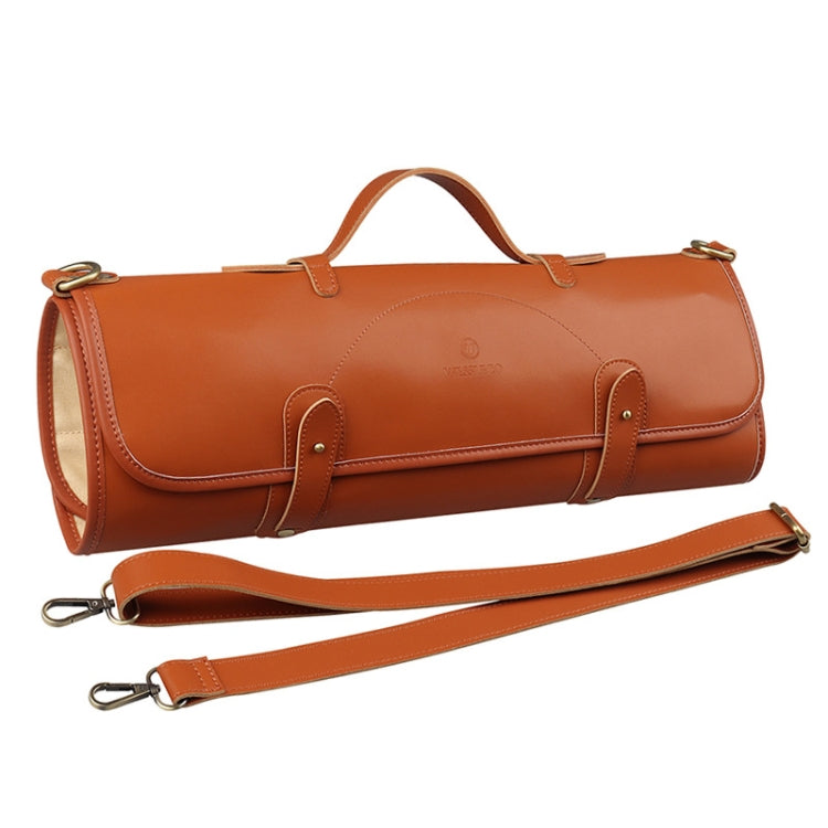 WESSLECO Sac de Rangement pour Couteaux de Chef, Sac de Rangement en Rouleau Portable, Noir Portable, WESSLECO Marron