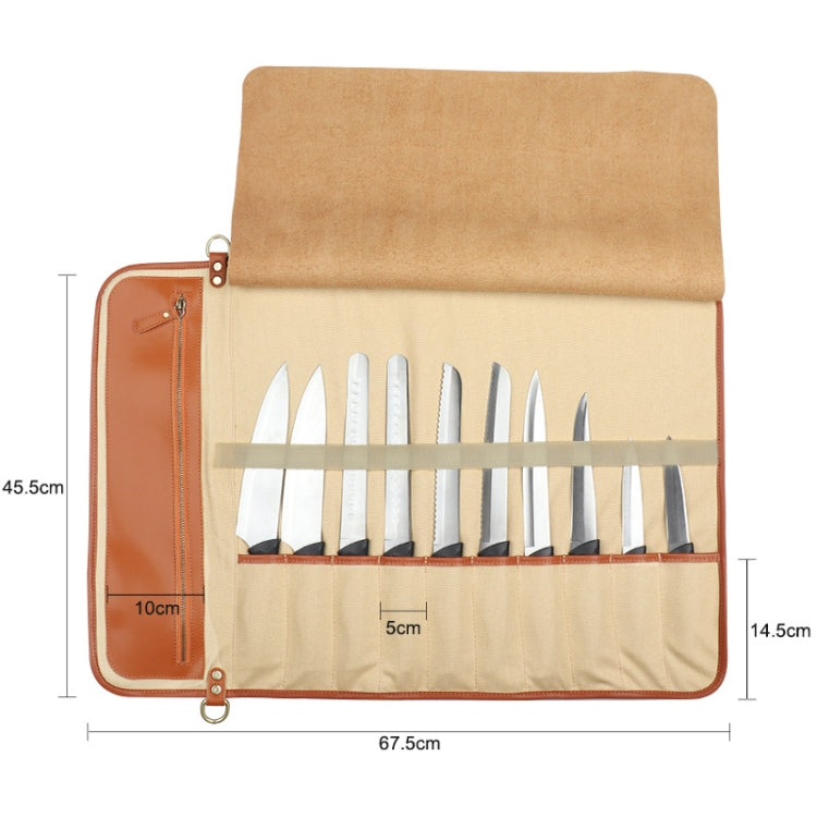 WESSLECO Sac de Rangement pour Couteaux de Chef, Sac de Rangement en Rouleau Portable, Noir Portable, WESSLECO Marron