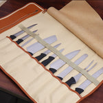 WESSLECO Sac de Rangement pour Couteaux de Chef, Sac de Rangement en Rouleau Portable, Noir Portable, WESSLECO Marron