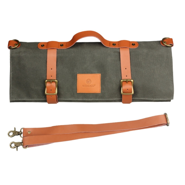 WESSLECO Sac de rangement en toile pour couteaux de chef, vert armée WESSLECO