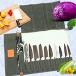 WESSLECO Sac de rangement en toile pour couteaux de chef, vert armée WESSLECO