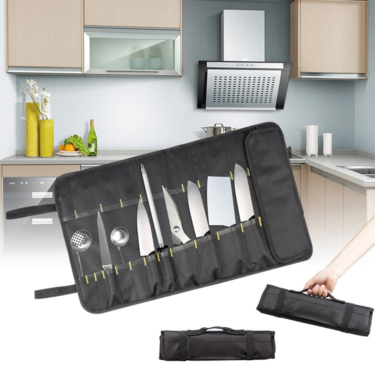 Sac de rangement portable pour couteaux de chef, sac enroulable, noir, bleu