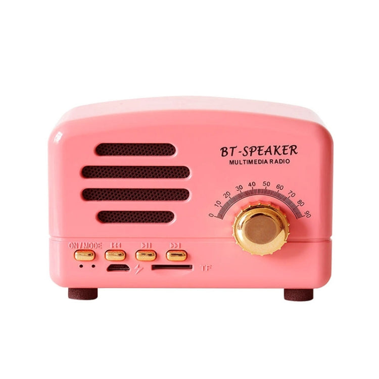 Enceinte Bluetooth rétro sans fil BT01 radio portable support carte TF, Rose, Bleu, Noir, Rouge, grain de bois