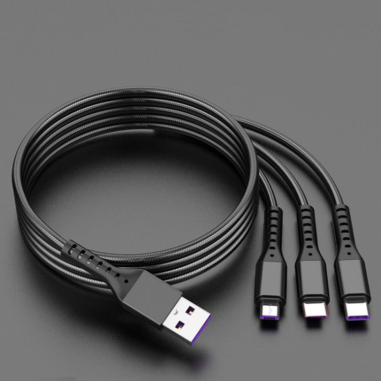 2 PCS ZZ034 USB vers 8 broches + USB-C / Type-C + Micro USB 3 en 1 Câble de charge rapide, Style :, 5A Super rapide-Noir, Mini-Argent, Mini-Rouge, Mini-Bleu, Mini-Noir