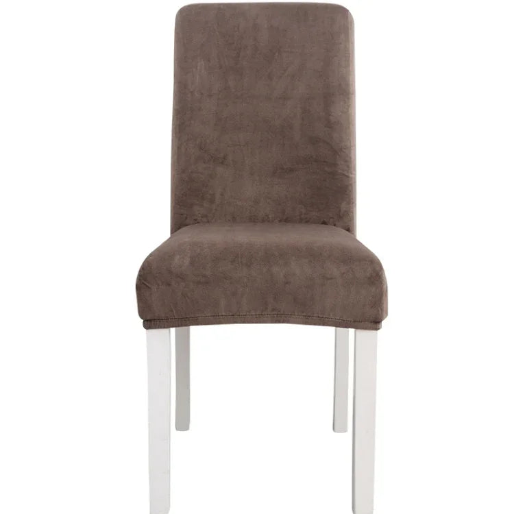 Housse de chaise simple, douce, très élastique, en velours épais, pour l'intérieur, pour hôtel, café-gris, vert-jaune, lie-de-vin, marine, noir, vert-foncé, blanc, bleu-paon, gris-clair, gris-charbon, camel, bleu-roi, beige, violet-raisin, rouge, orange