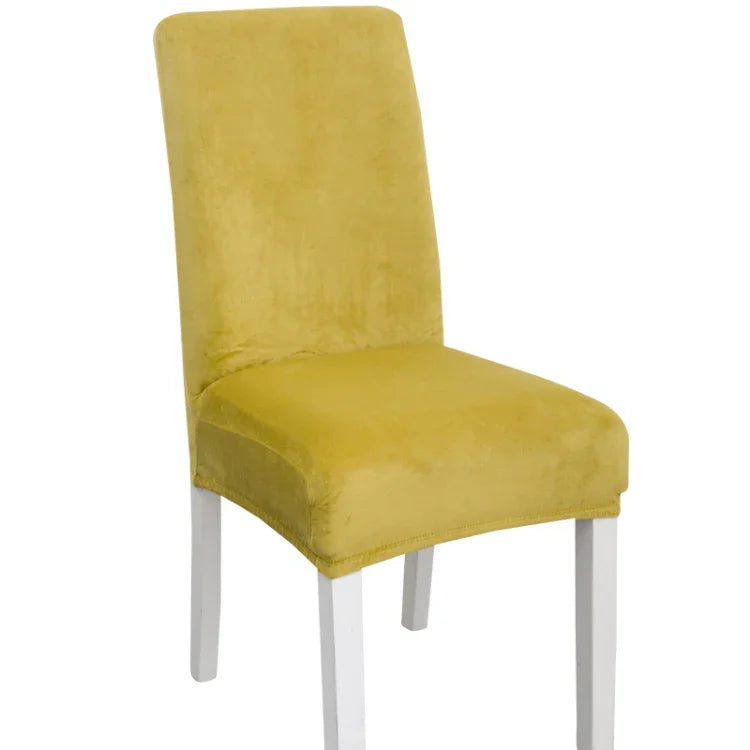 Housse de chaise simple, douce, très élastique, en velours épais, pour l'intérieur, pour hôtel, café-gris, vert-jaune, lie-de-vin, marine, noir, vert-foncé, blanc, bleu-paon, gris-clair, gris-charbon, camel, bleu-roi, beige, violet-raisin, rouge, orange