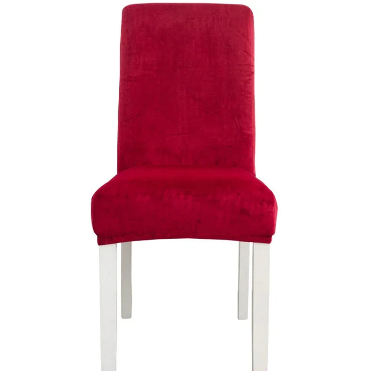 Housse de chaise simple, douce, très élastique, en velours épais, pour l'intérieur, pour hôtel, café-gris, vert-jaune, lie-de-vin, marine, noir, vert-foncé, blanc, bleu-paon, gris-clair, gris-charbon, camel, bleu-roi, beige, violet-raisin, rouge, orange