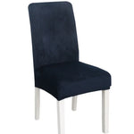 Housse de chaise simple, douce, très élastique, en velours épais, pour l'intérieur, pour hôtel, café-gris, vert-jaune, lie-de-vin, marine, noir, vert-foncé, blanc, bleu-paon, gris-clair, gris-charbon, camel, bleu-roi, beige, violet-raisin, rouge, orange