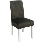 Housse de chaise simple, douce, très élastique, en velours épais, pour l'intérieur, pour hôtel, café-gris, vert-jaune, lie-de-vin, marine, noir, vert-foncé, blanc, bleu-paon, gris-clair, gris-charbon, camel, bleu-roi, beige, violet-raisin, rouge, orange