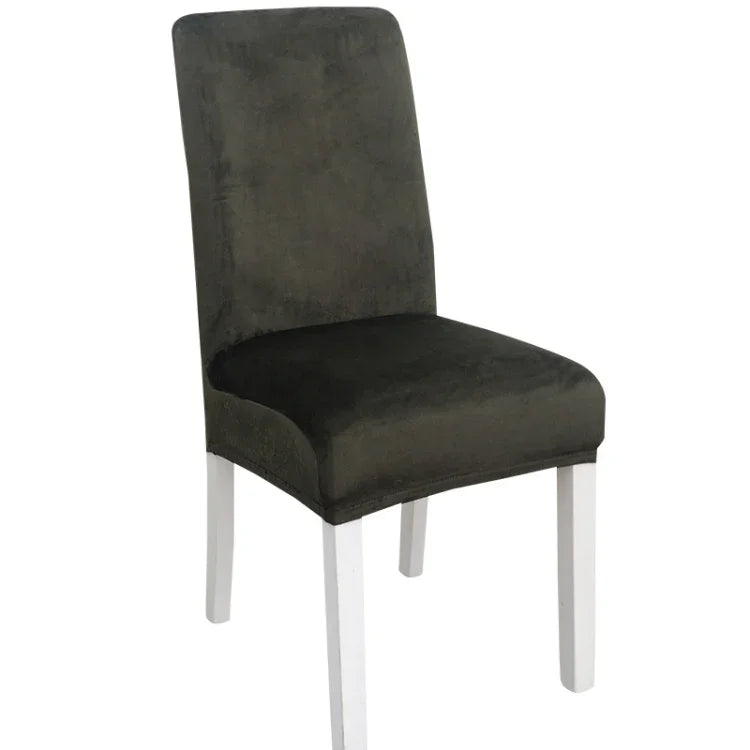 Housse de chaise simple, douce, très élastique, en velours épais, pour l'intérieur, pour hôtel, café-gris, vert-jaune, lie-de-vin, marine, noir, vert-foncé, blanc, bleu-paon, gris-clair, gris-charbon, camel, bleu-roi, beige, violet-raisin, rouge, orange