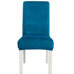 Housse de chaise simple, douce, très élastique, en velours épais, pour l'intérieur, pour hôtel, café-gris, vert-jaune, lie-de-vin, marine, noir, vert-foncé, blanc, bleu-paon, gris-clair, gris-charbon, camel, bleu-roi, beige, violet-raisin, rouge, orange