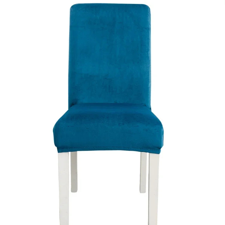 Housse de chaise simple, douce, très élastique, en velours épais, pour l'intérieur, pour hôtel, café-gris, vert-jaune, lie-de-vin, marine, noir, vert-foncé, blanc, bleu-paon, gris-clair, gris-charbon, camel, bleu-roi, beige, violet-raisin, rouge, orange