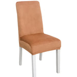 Housse de chaise simple, douce, très élastique, en velours épais, pour l'intérieur, pour hôtel, café-gris, vert-jaune, lie-de-vin, marine, noir, vert-foncé, blanc, bleu-paon, gris-clair, gris-charbon, camel, bleu-roi, beige, violet-raisin, rouge, orange