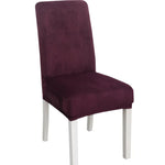 Housse de chaise simple, douce, très élastique, en velours épais, pour l'intérieur, pour hôtel, café-gris, vert-jaune, lie-de-vin, marine, noir, vert-foncé, blanc, bleu-paon, gris-clair, gris-charbon, camel, bleu-roi, beige, violet-raisin, rouge, orange