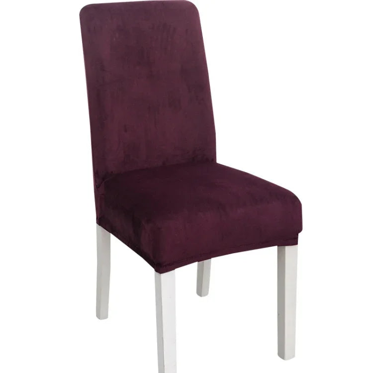 Housse de chaise simple, douce, très élastique, en velours épais, pour l'intérieur, pour hôtel, café-gris, vert-jaune, lie-de-vin, marine, noir, vert-foncé, blanc, bleu-paon, gris-clair, gris-charbon, camel, bleu-roi, beige, violet-raisin, rouge, orange