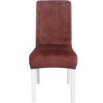 Housse de chaise simple, douce, très élastique, en velours épais, pour l'intérieur, pour hôtel, café-gris, vert-jaune, lie-de-vin, marine, noir, vert-foncé, blanc, bleu-paon, gris-clair, gris-charbon, camel, bleu-roi, beige, violet-raisin, rouge, orange