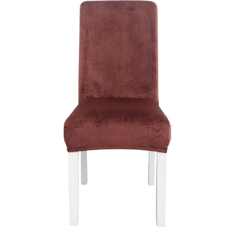 Housse de chaise simple, douce, très élastique, en velours épais, pour l'intérieur, pour hôtel, café-gris, vert-jaune, lie-de-vin, marine, noir, vert-foncé, blanc, bleu-paon, gris-clair, gris-charbon, camel, bleu-roi, beige, violet-raisin, rouge, orange