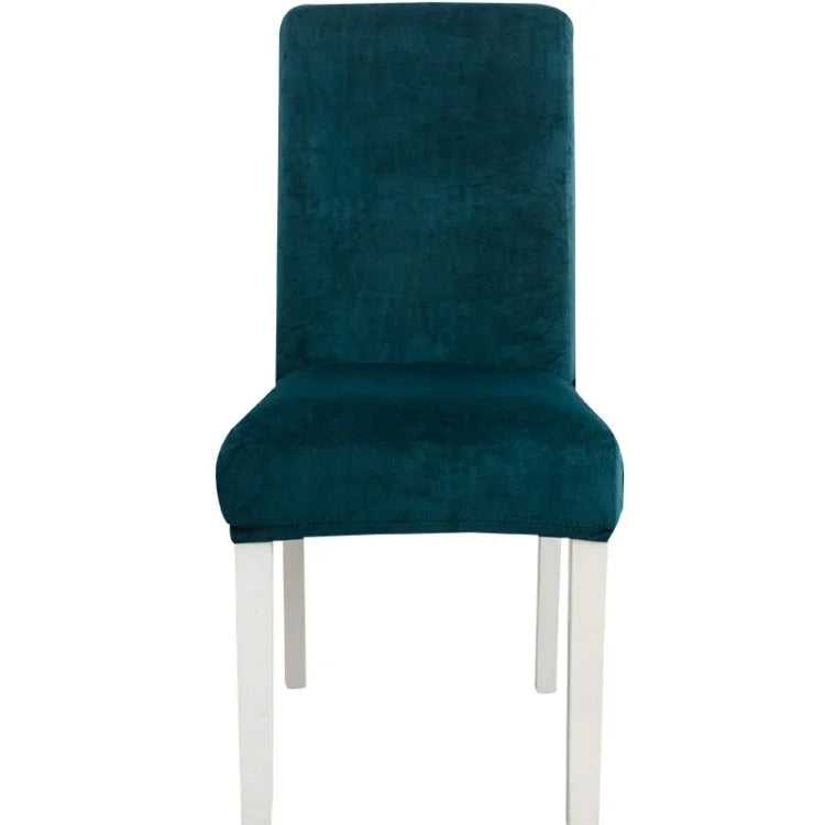 Housse de chaise simple, douce, très élastique, en velours épais, pour l'intérieur, pour hôtel, café-gris, vert-jaune, lie-de-vin, marine, noir, vert-foncé, blanc, bleu-paon, gris-clair, gris-charbon, camel, bleu-roi, beige, violet-raisin, rouge, orange