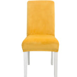 Housse de chaise simple, douce, très élastique, en velours épais, pour l'intérieur, pour hôtel, café-gris, vert-jaune, lie-de-vin, marine, noir, vert-foncé, blanc, bleu-paon, gris-clair, gris-charbon, camel, bleu-roi, beige, violet-raisin, rouge, orange