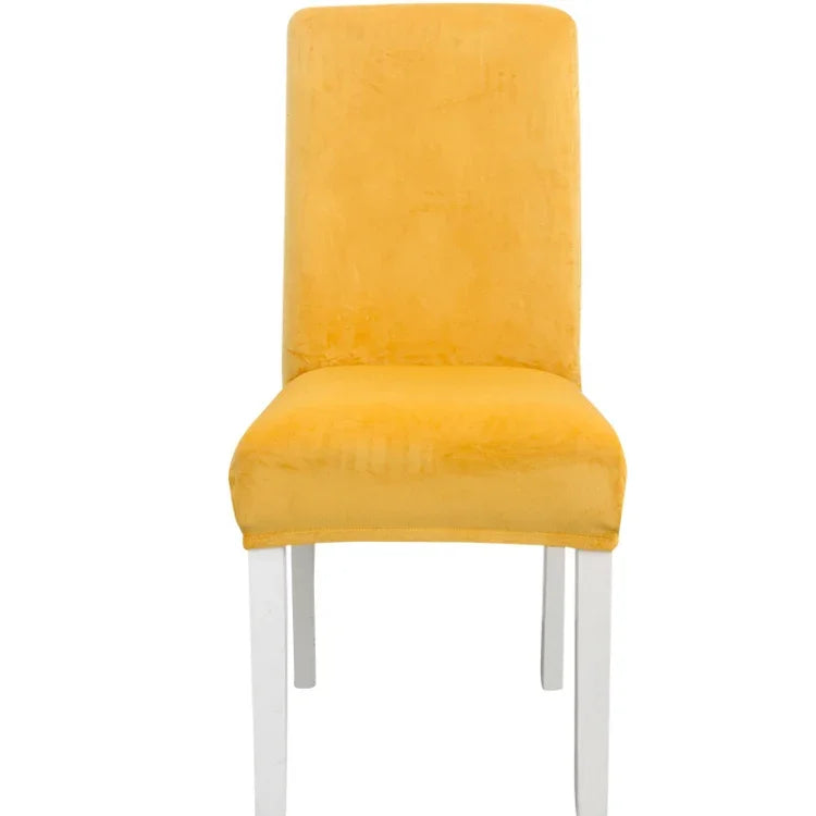 Housse de chaise simple, douce, très élastique, en velours épais, pour l'intérieur, pour hôtel, café-gris, vert-jaune, lie-de-vin, marine, noir, vert-foncé, blanc, bleu-paon, gris-clair, gris-charbon, camel, bleu-roi, beige, violet-raisin, rouge, orange