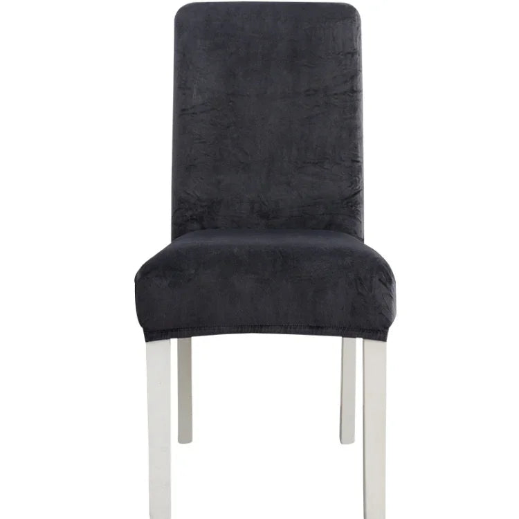 Housse de chaise simple, douce, très élastique, en velours épais, pour l'intérieur, pour hôtel, café-gris, vert-jaune, lie-de-vin, marine, noir, vert-foncé, blanc, bleu-paon, gris-clair, gris-charbon, camel, bleu-roi, beige, violet-raisin, rouge, orange