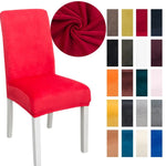 Housse de chaise simple, douce, très élastique, en velours épais, pour l'intérieur, pour hôtel, café-gris, vert-jaune, lie-de-vin, marine, noir, vert-foncé, blanc, bleu-paon, gris-clair, gris-charbon, camel, bleu-roi, beige, violet-raisin, rouge, orange