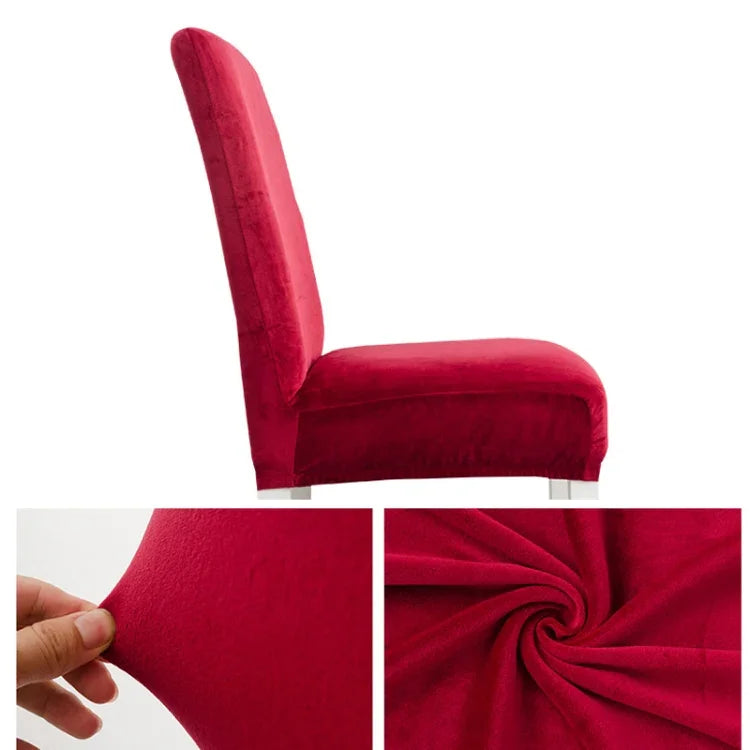 Housse de chaise simple, douce, très élastique, en velours épais, pour l'intérieur, pour hôtel, café-gris, vert-jaune, lie-de-vin, marine, noir, vert-foncé, blanc, bleu-paon, gris-clair, gris-charbon, camel, bleu-roi, beige, violet-raisin, rouge, orange