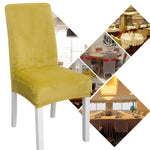 Housse de chaise simple, douce, très élastique, en velours épais, pour l'intérieur, pour hôtel, café-gris, vert-jaune, lie-de-vin, marine, noir, vert-foncé, blanc, bleu-paon, gris-clair, gris-charbon, camel, bleu-roi, beige, violet-raisin, rouge, orange
