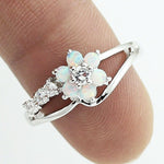 Bague Fleur Femme en Argent 925 et Opale, Tailles 6, 8, 9, 10