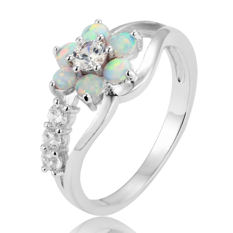 Bague Fleur Femme en Argent 925 et Opale, Tailles 6, 8, 9, 10