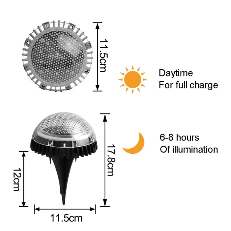 8 LEDS Lampe Solaire Circulaire Enterrée Étanche pour Extérieur, Jardin, Escalier, Couleur de la Lumière :, Lumière Blanche