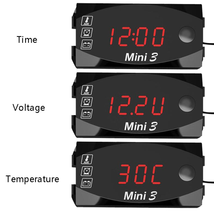Voltage Clock And Temperature 3 In 1 LED Electronic Meter Large-Screen Digital Display Waterproof And Dustproof Voltmeter, 3 In 1 LED Red Light, 3 In 1 LED White Light, 3 In 1 LED Green Light