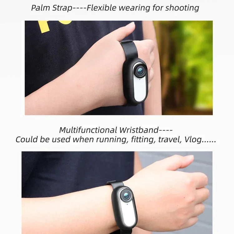 Sunnylife IST-Q9335 Sangle de caméra, protection en silicone, bracelet de main, sangle de sac à dos, sangle de vélo, collier pour chat pour Insta360 GO2, pour Insta360 GO2