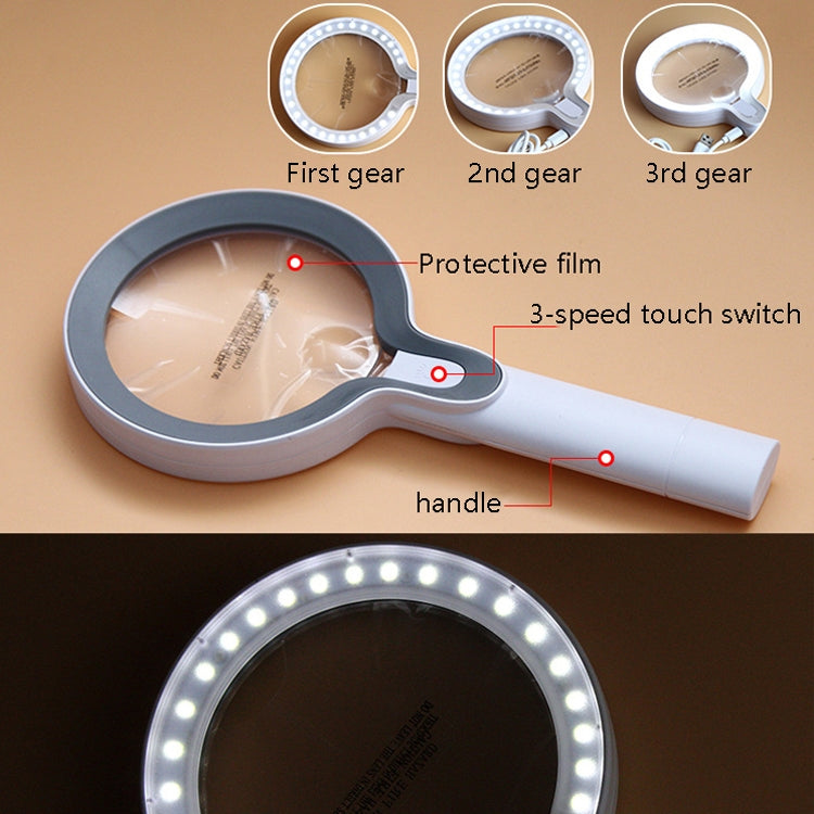 XT-8013 avec 29 lampes LED, loupe à toucher gélifié 3, grossissement 2 fois / 13 fois, loupe à main, XT-8013 (Blanc+Gris), XT-8013(Blanc+Bleu Foncé)