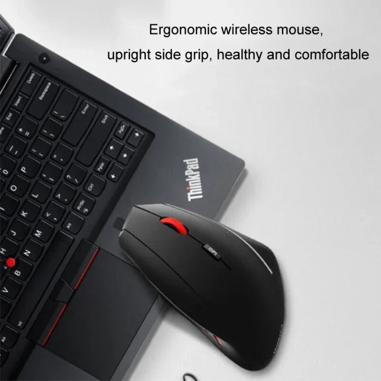 Souris sans fil Lenovo Thinkbook design ergonomique avec prise latérale, souris à prise latérale