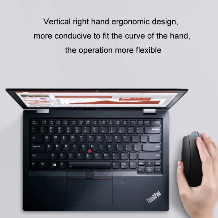 Souris sans fil Lenovo Thinkbook design ergonomique avec prise latérale, souris à prise latérale