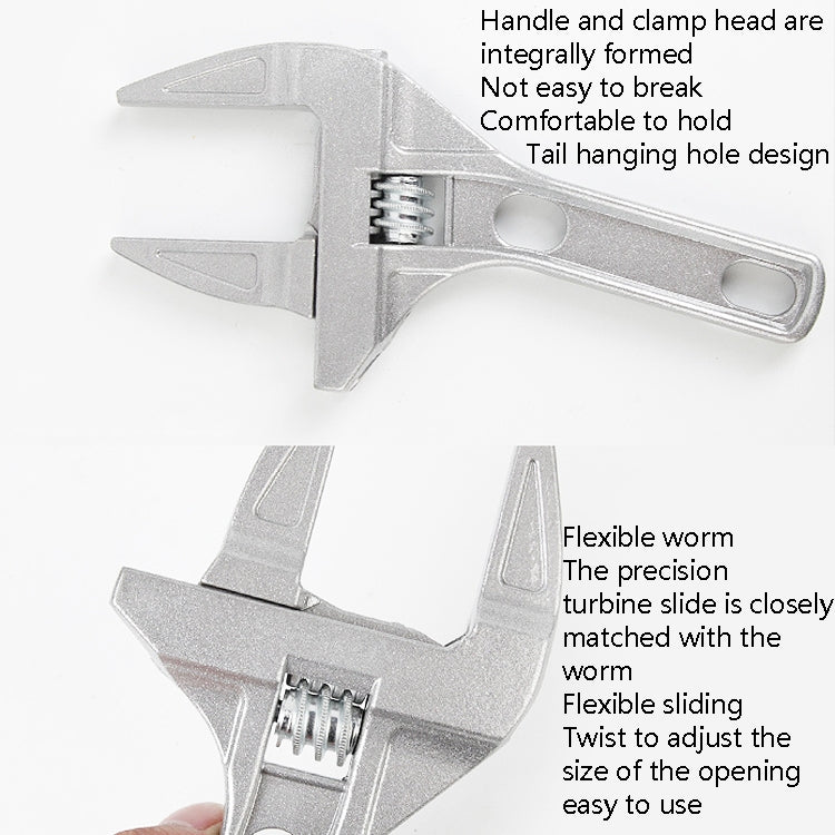 Clé de salle de bain à grande ouverture réglable en aluminium, outils de quincaillerie, version ordinaire sans emballage