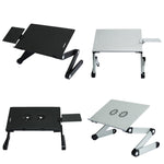 Support de bureau pliant et relevable pour ordinateur portable en alliage d'aluminium T8, avec plateau pour souris (noir), avec plateau pour souris (argent), avec ventilateur et plateau pour souris (noir), avec ventilateur et plateau pour souris (argent)