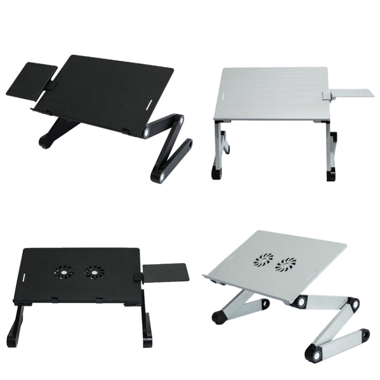 Support de bureau pliant et relevable pour ordinateur portable en alliage d'aluminium T8, avec plateau pour souris (noir), avec plateau pour souris (argent), avec ventilateur et plateau pour souris (noir), avec ventilateur et plateau pour souris (argent)