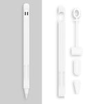 2 Ensembles Coque de protection en silicone avec stylet 4 en 1 + Cordon anti-perte pour Apple Pencil 1, blanc jade, noir encre, vert menthe, rose vif, rouge, bleu nuit, gris business