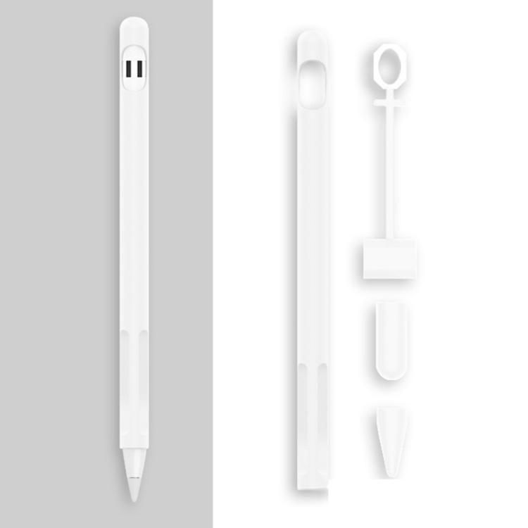 2 Ensembles Coque de protection en silicone avec stylet 4 en 1 + Cordon anti-perte pour Apple Pencil 1, blanc jade, noir encre, vert menthe, rose vif, rouge, bleu nuit, gris business