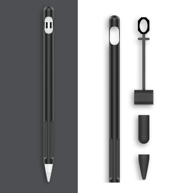 2 Ensembles Coque de protection en silicone avec stylet 4 en 1 + Cordon anti-perte pour Apple Pencil 1, blanc jade, noir encre, vert menthe, rose vif, rouge, bleu nuit, gris business