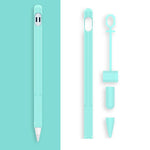 2 Ensembles Coque de protection en silicone avec stylet 4 en 1 + Cordon anti-perte pour Apple Pencil 1, blanc jade, noir encre, vert menthe, rose vif, rouge, bleu nuit, gris business