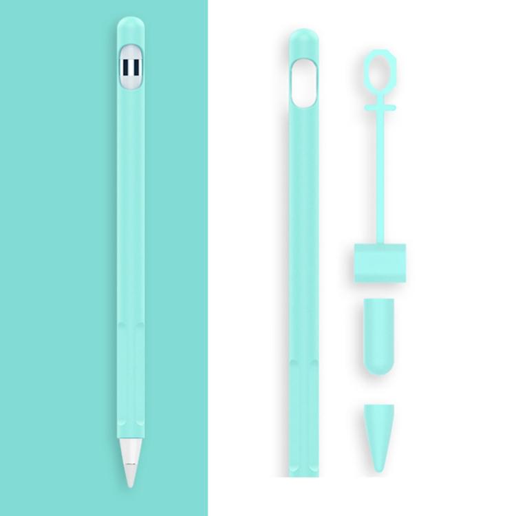 2 Ensembles Coque de protection en silicone avec stylet 4 en 1 + Cordon anti-perte pour Apple Pencil 1, blanc jade, noir encre, vert menthe, rose vif, rouge, bleu nuit, gris business