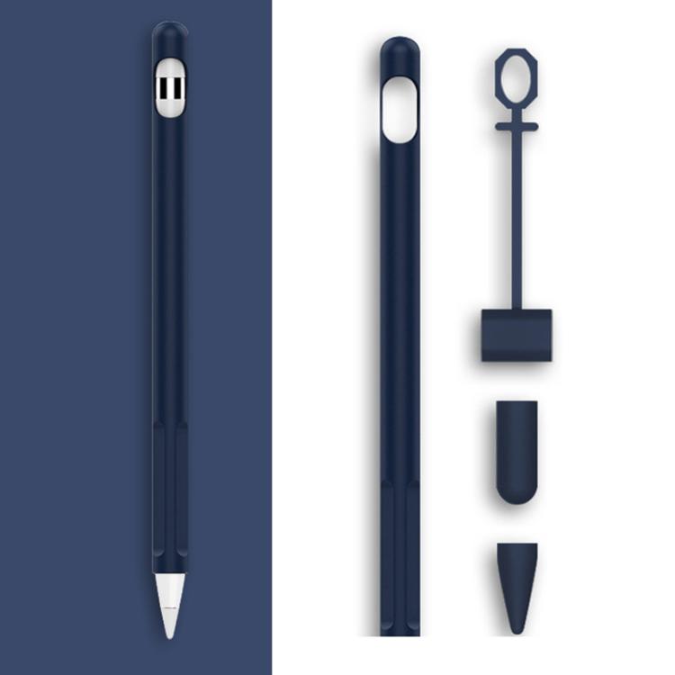 2 Ensembles Coque de protection en silicone avec stylet 4 en 1 + Cordon anti-perte pour Apple Pencil 1, blanc jade, noir encre, vert menthe, rose vif, rouge, bleu nuit, gris business